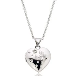 Mini B Silver Diamond Fairy Heart Locket