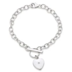 Mini B Silver Diamond Heart Bracelet