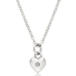 Mini B Silver Diamond Heart Pendant