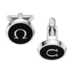 OMEGA Mania Stainless Steel And Black Lacquer Cufflinks