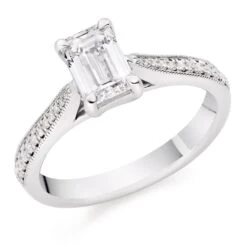Once Platinum Emerald Cut Diamond Ring