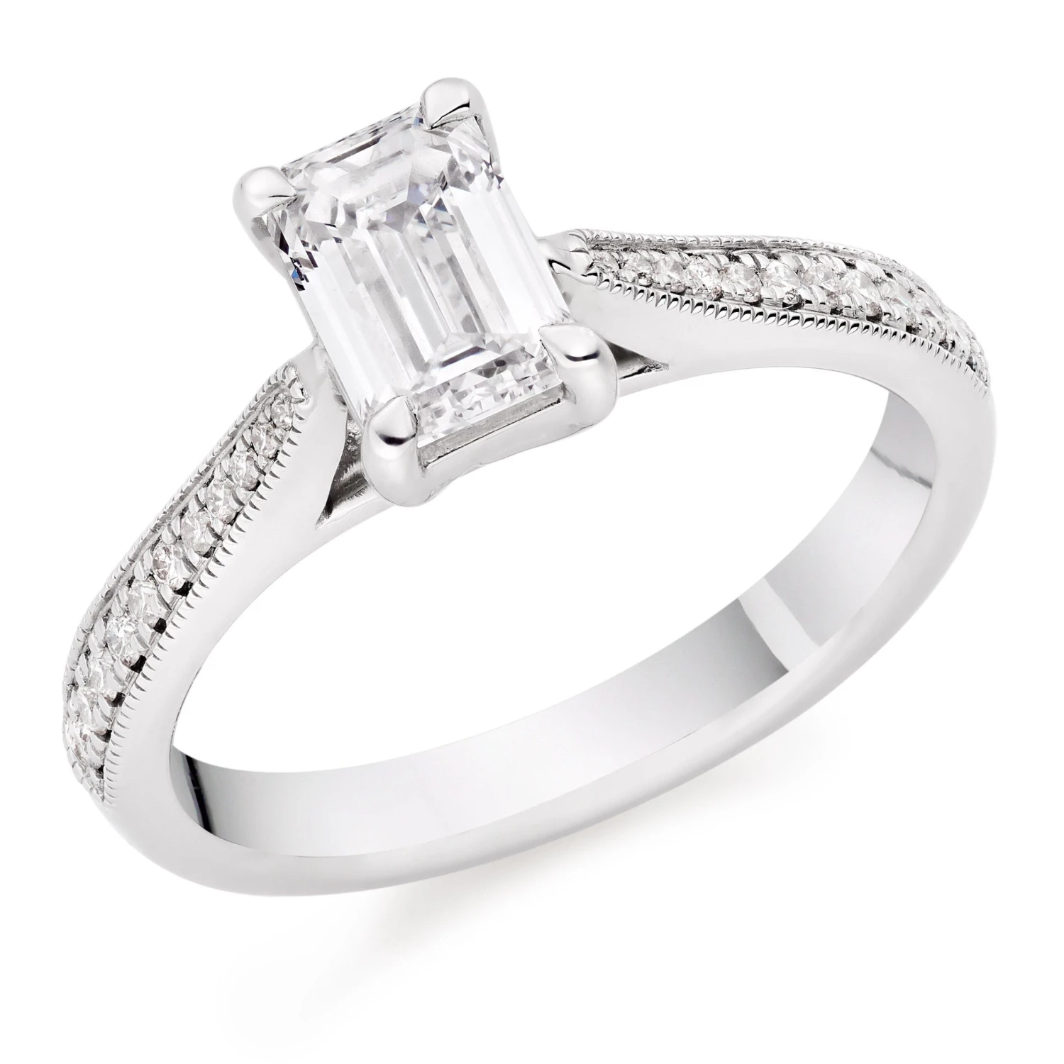 Once Platinum Emerald Cut Diamond Ring