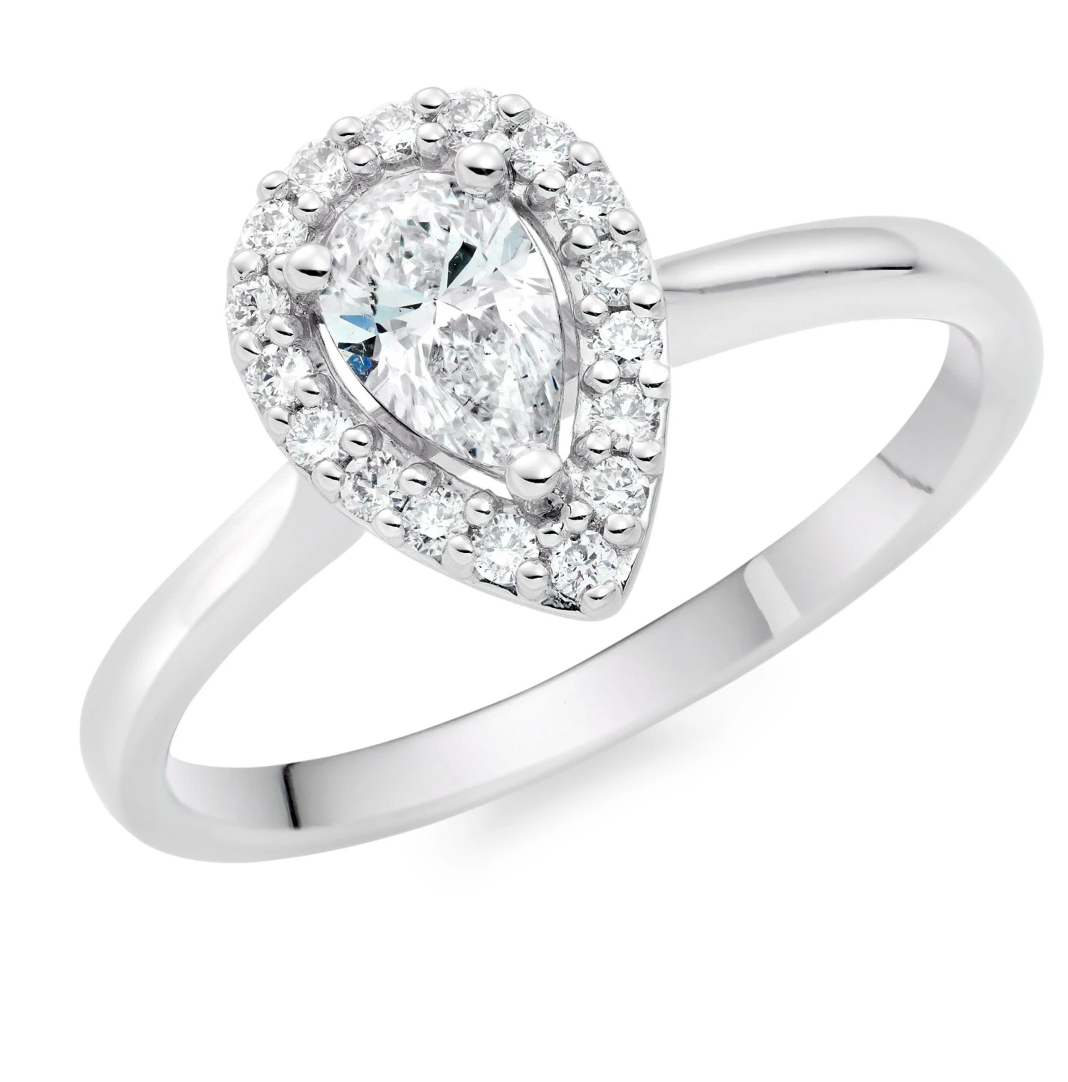 Platinum Diamond Pear Cut Halo Ring