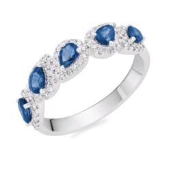 Platinum Diamond Sapphire Half Eternity Ring