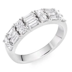 Platinum Diamond Two Row Half Eternity Ring