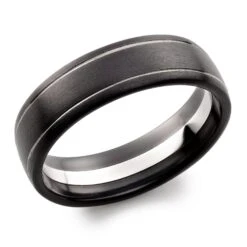 Platinum And Zirconium Black 7mm Wedding Ring