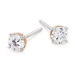 Rose Hearts 18ct White Gold And Rose Gold Diamond Earrings