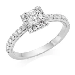 Royal Asscher Matilda Platinum Diamond Royal Asscher Cut Halo Ring