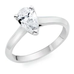 Royal Asscher Platinum Diamond Pear Cut Solitaire Ring