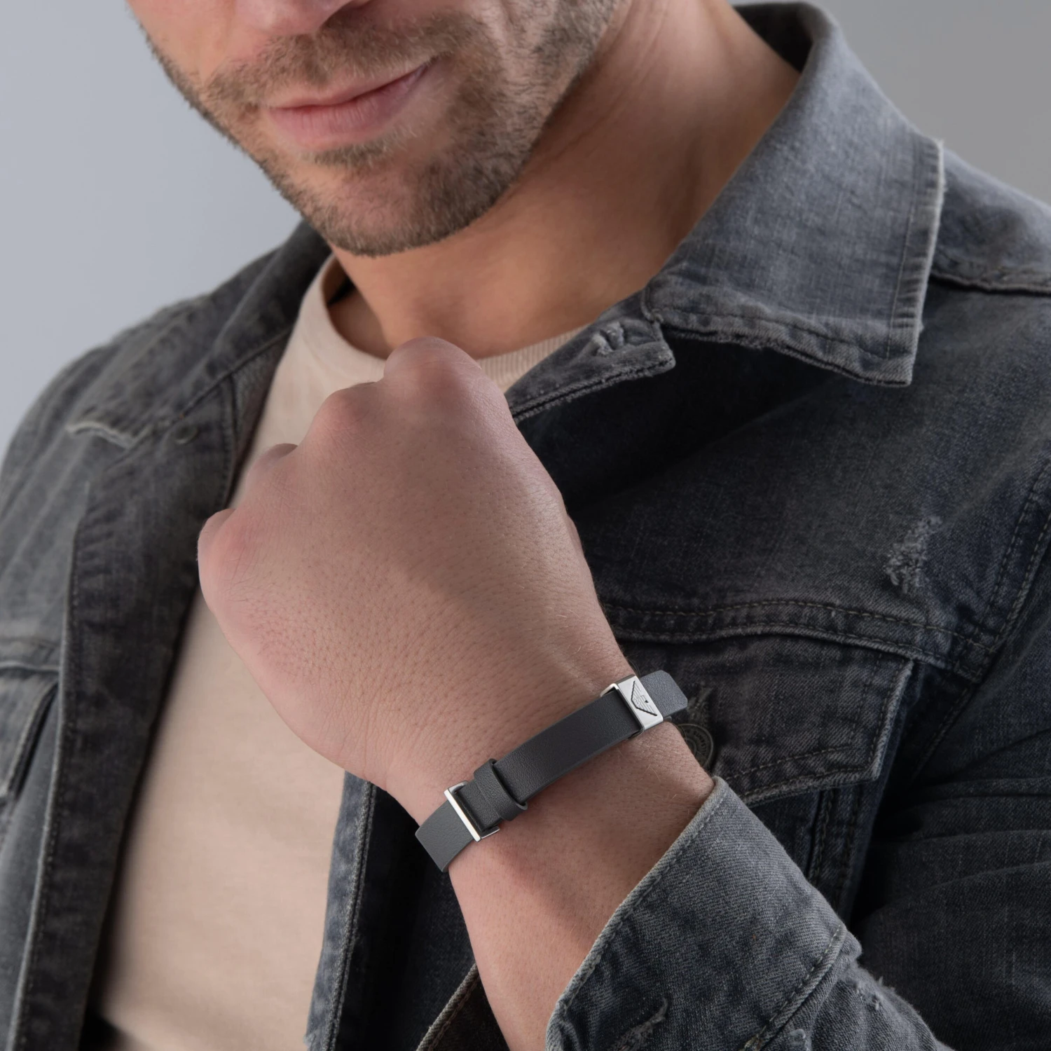 Emporio Armani Leather Logo Men’s Bracelet - Image 3