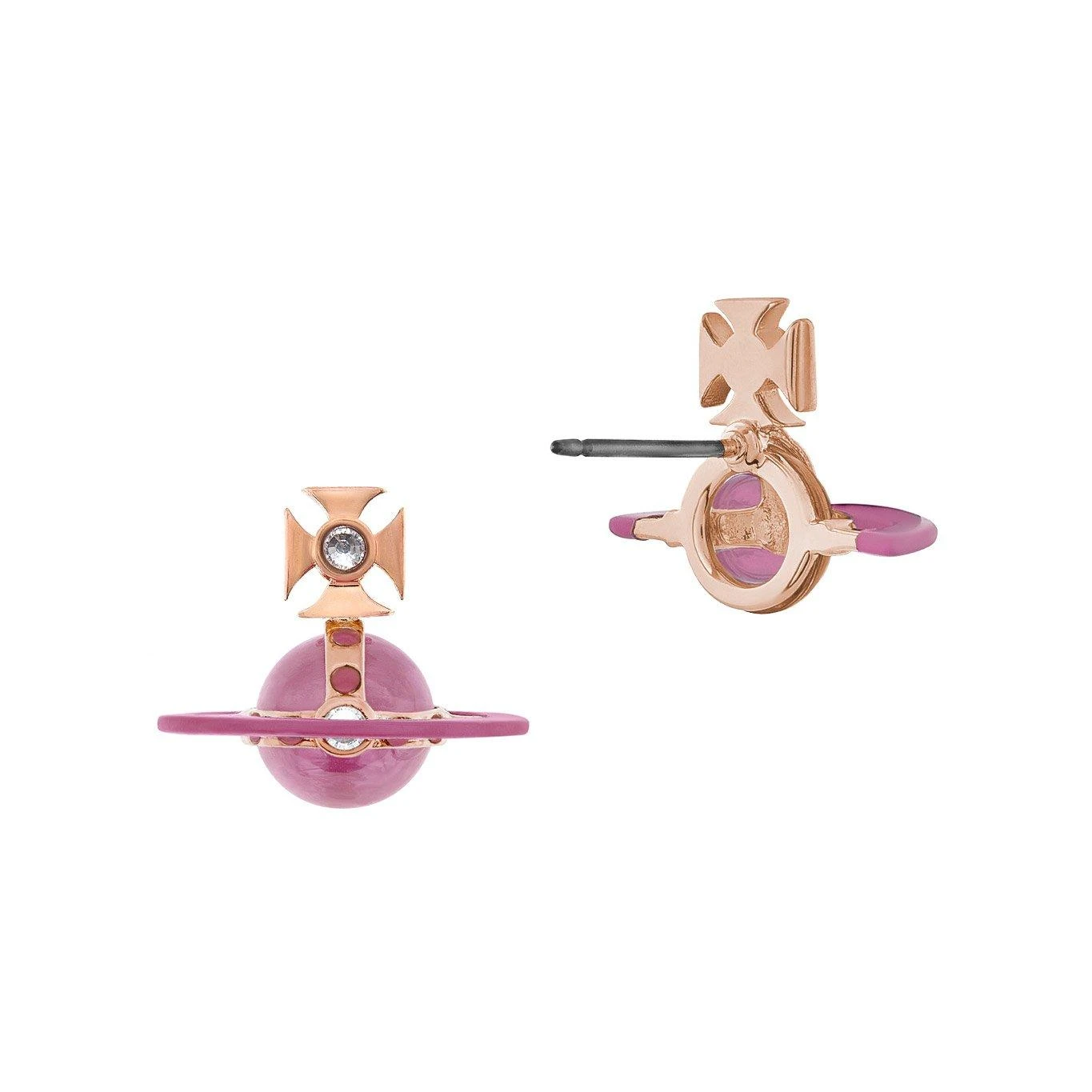 Vivienne Westwood Rose Gold Tone Cubic Zirconia Crystal Stud Earrings - Image 2