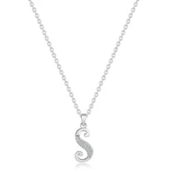 Silver Cubic Zirconia Initial S Pendant