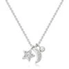 Silver Cubic Zirconia Moon And Star Necklace