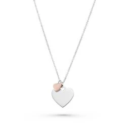 Silver And Rose Gold Plated Double Heart Pendant