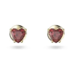 Swarovski Stilla Gold Tone Heart Crystal Stud Earrings