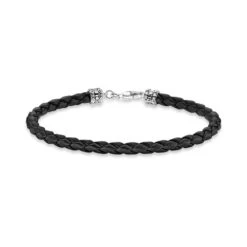 Thomas Sabo Black Leather Braided Bracelet
