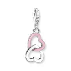 Thomas Sabo Silver Pink Double Heart Charm