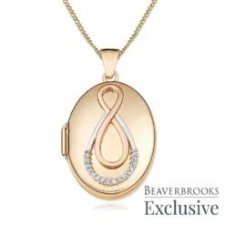 Three Colour 9ct Gold Diamond Infinity Locket