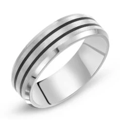 Titanium And Black Rhodium Men's Ring
