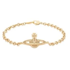 Vivienne Westwood Mini Bas Relief Gold Tone Crystal Bracelet