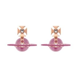 Vivienne Westwood Rose Gold Tone Cubic Zirconia Crystal Stud Earrings