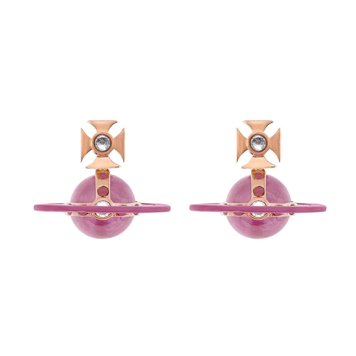 Vivienne Westwood Rose Gold Tone Cubic Zirconia Crystal Stud Earrings