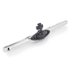Vivienne Westwood White Metal Black Suzon Tie Clip